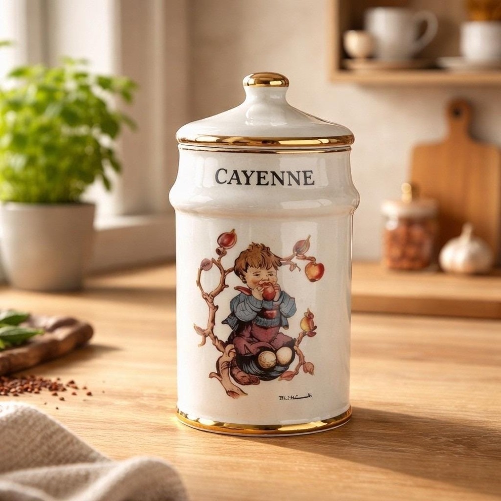 Hummel Cayenne Vintage M.J Spice Jar ARS AG 1987 White Gold Trim Vintage Japan
